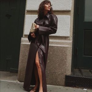 Nanushka Vegan Leather Rosana Dress in Aubergine